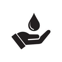 hand and water drop icon logo symbol
