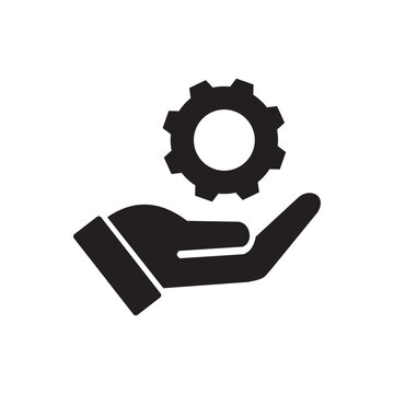 gears and hands icon vector illustration symbol