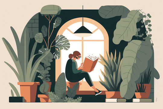 person in the window reading book