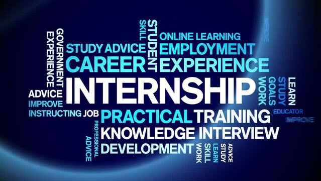 internship animated tag word cloud;text design animation kinetic typography seamless loop.