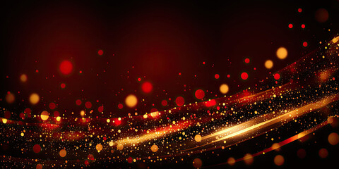 Fototapeta na wymiar background of abstract glitter lights. red, gold and black. banner, generative ai