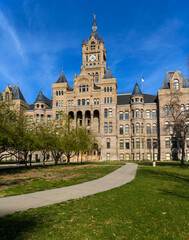 Salt Lake City and County Building - A vertical view of front facade of the historic Salt Lake City and County Building on a sunny Spring evening. Downtown of Salt Lake City, Utah, USA.
