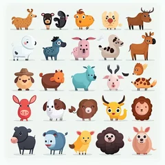 Stickers meubles Zoo Collection of emoji, cute cartoon characters vector illustration, white background, Made by AI,Artificial intelligence