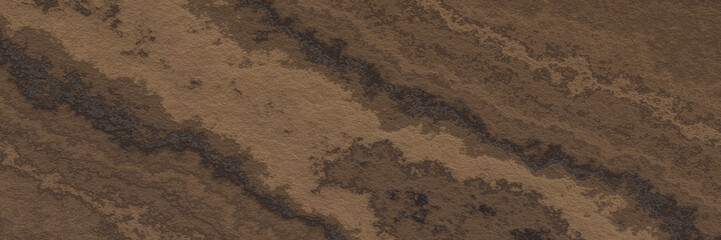 Weathered sediment strata. Brown soil layer background.