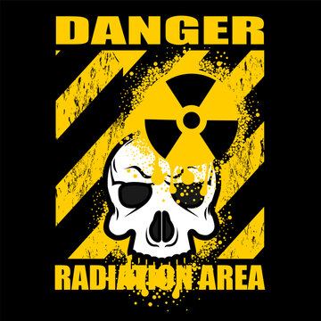 Danger, Radiation area,skull and crossbones, sign vector