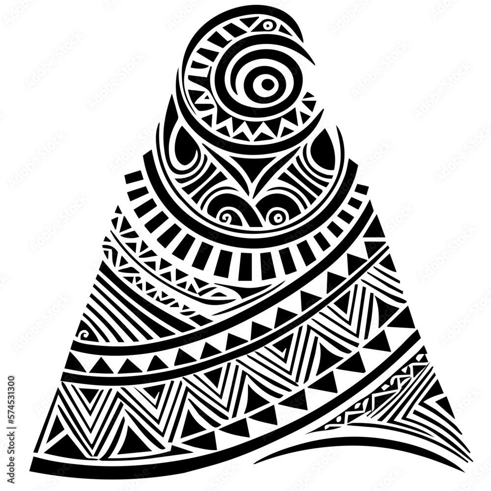 Wall mural Polynesian ethnic black and white seamless pattern tattoo seamless ornament vector graphic design	