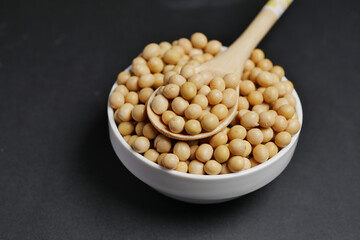 close up of Raw soy bean seed 