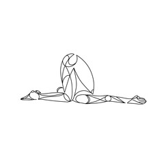Yoga pose, asana, line drawing illustration, ear pressure pose, karna pidasana
