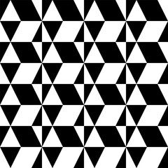 Stylish geometric seamless pattern of black and white triangles for design and printing.
