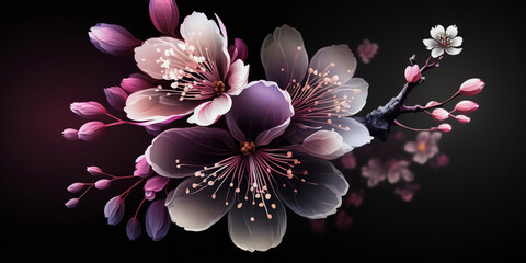 Obraz na płótnie Canvas Colorful cherry blossom background, sakura. Generated by AI