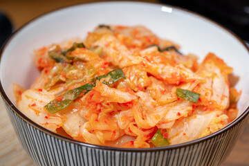Kimchi,  Korean traditional fermented vegetable a side dish at meals.