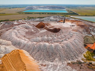 Huge dumps of potassium salt and waste sites for production