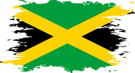Jamaica flag grunge brush color image vector - obrazy, fototapety, plakaty