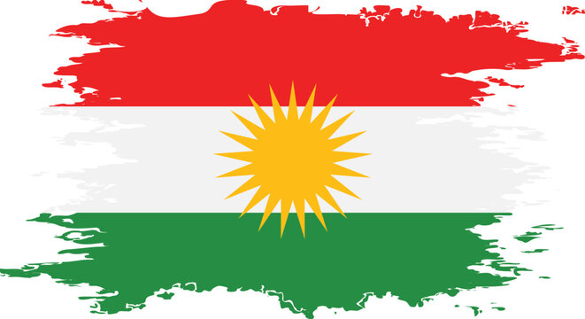 Kurdistan flag grunge brush color image vector