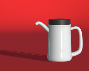 3d rendering. Minimal teapot. Realistic white teapot mockup.