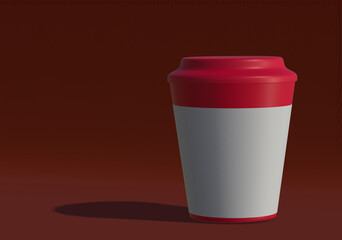 3d rendering. 3d coffee drinking cup. Paper coffee cup mock-up. Render realistic 3d illustration. Package mockup design for branding.