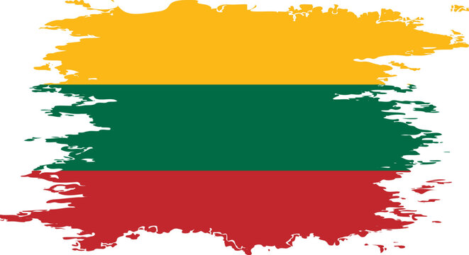 Lithuania flag grunge brush color image vector