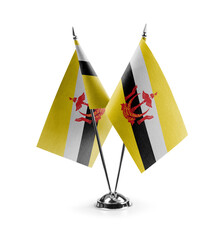 Small national flags of the Brunei on a white background