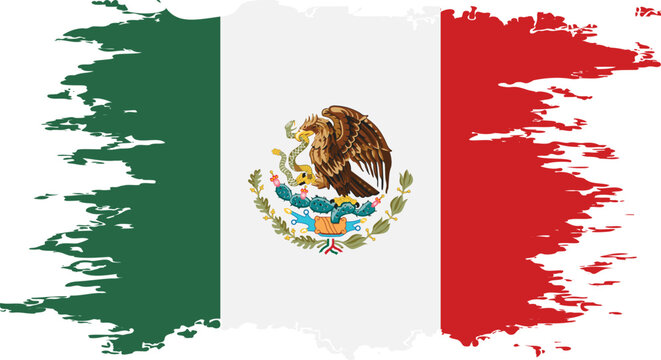 Mexico flag grunge brush color image vector