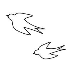 シンプルなツバメのイラスト　モノクロ　複数
