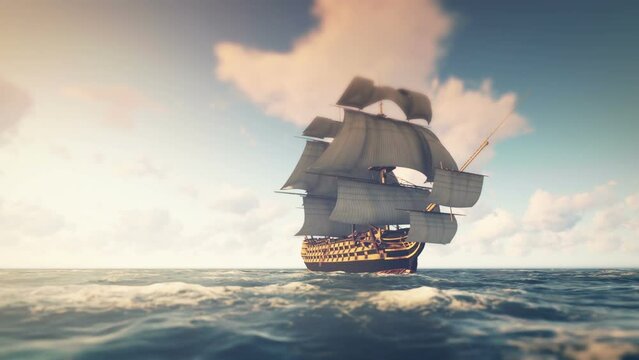 Sailing Galleon 3D Video Animation
