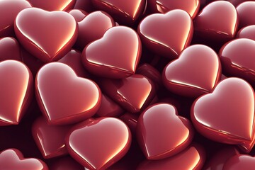 Naklejka na ściany i meble Red heart shaped love pills 3d render. Generative AI