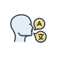 Color illustration icon for language