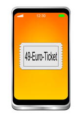 Smartphone with 49 Euro Ticket - 3D illustration