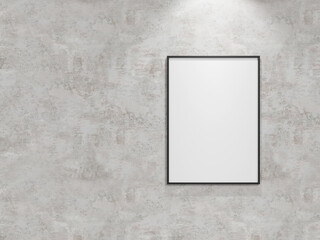 Poster frame mockup on dirty wall. Poster mockup. Clean, modern, minimal frame. Empty frame Indoor interior, show text or product