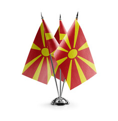 Small national flags of the Macedonia on a white background