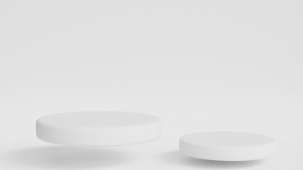 Cylinder white Stage background pedestal podium product display to show product white background 3d .copy space