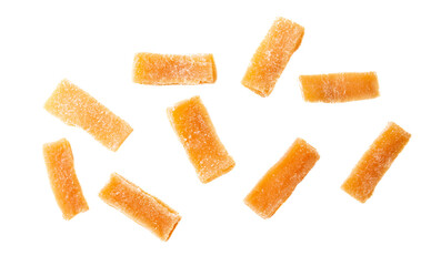 Dried papaya isolated on white background.