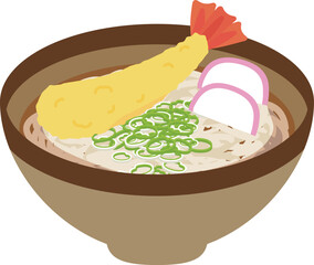 海老天うどんのイラスト