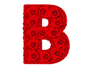 Rose alphabet set - Alphabet capital letter B made from red rose blossoms