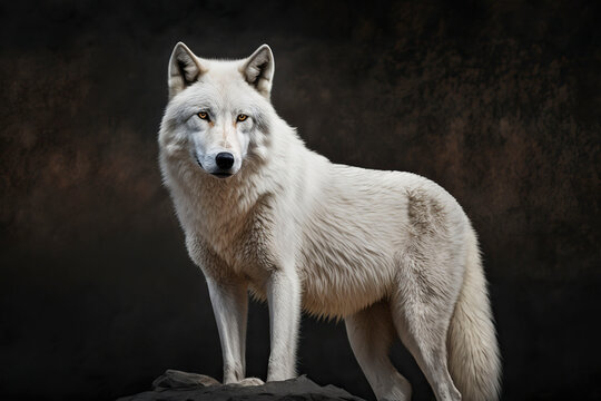 White wolf portraits. Generative AI.