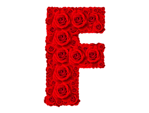 Rose alphabet set - Alphabet capital letter F made from red rose blossoms