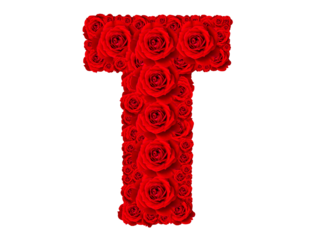 Rose alphabet set - Alphabet capital letter T made from red rose blossoms