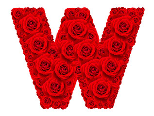 Rose alphabet set - Alphabet capital letter W made from red rose blossoms
