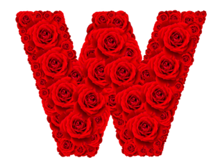 Rose alphabet set - Alphabet capital letter W made from red rose blossoms