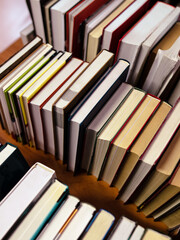 Books in the library. Close-up