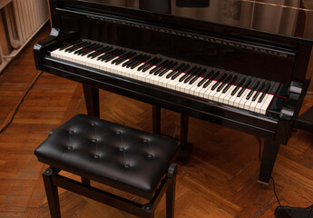 Fototapeta premium Black and white piano keys. Musical instrument