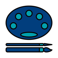 Filled Line BRUSH & PALLET design vector icon