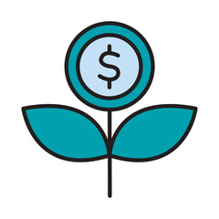 Filled Line GROWTH design vector icon