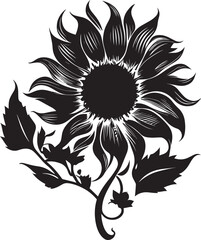 Sunflower Flower Logo Monochrome Design Style
