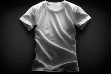 White tshirt on black background for mockup design, Generative Ai