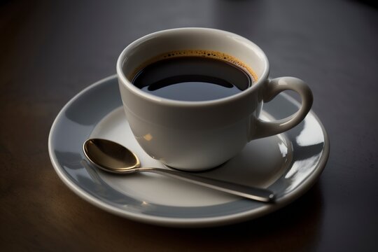 White coffee cup with hot black coffee, Generative Ai