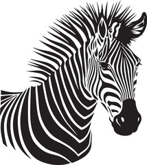 Fototapeta na wymiar Zebra Mascot Logo Monochrome Design Style 