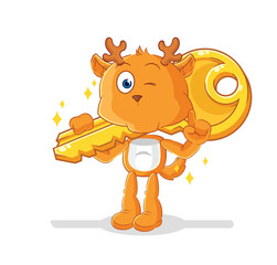fawn carry the key mascot. cartoon vector
