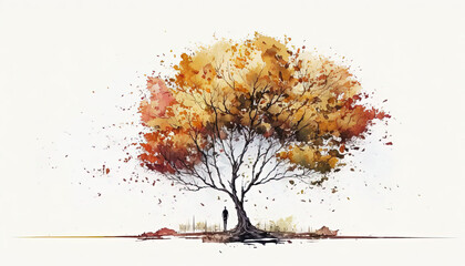 Tree Autumn/Fall - Watercolor - (Generative AI Art)