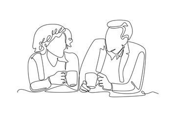 Single one line drawing always interact socially to reduce work stress. Healthcare at office concept. Continuous line draw design graphic vector illustration.